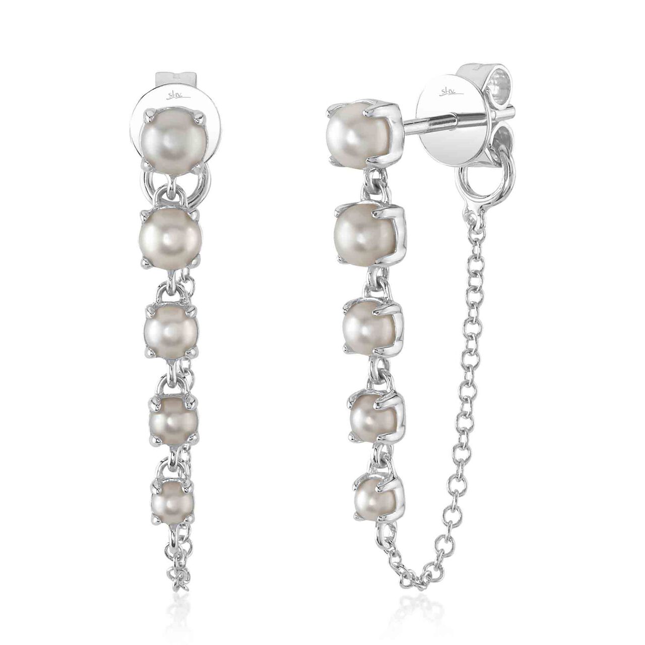 Shy Creation White Gold Pearl Cascade Stud Earrings SC55025967 image number 0